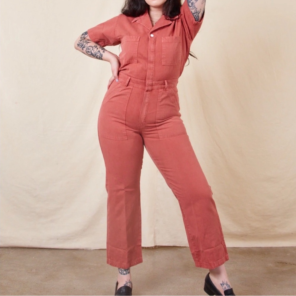 Medium Clay Big Bud Press Short Sleeve Jumpsuit